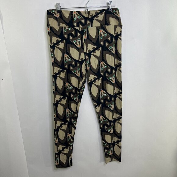 Lularoe TC Tall & Curvy Sly Fox Leggings Brown Wolf Black‎ Cat Animal Novelty - Picture 1 of 7